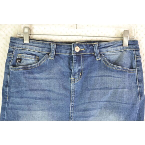 Kancan Women's 7/27 Medium Wash Released Hem Denim Mini Skirt - Picture 2 of 15